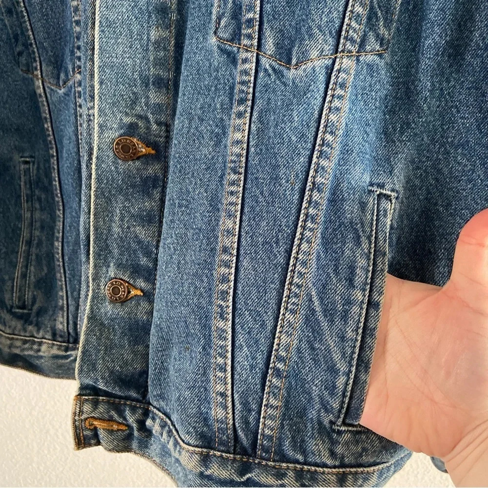 Vintage Denim Trucker Jacket ID WEAR Streetwear Oversized XL Relaxed Grunge - Picture 3 of 14